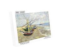 Nine Looms - Rompecabezas de madera de 500 piezas para adultos, pinturas famosas de Van Gogh, barcos de pesca en la playa en Les Saintes-Maries-de-la-Mer, regalos de pintura decorativa (500 piezas)