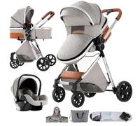 Nine point nine Carrito Bebe 3 en 1, Carricoche Bebe 3 Piezas con Capazo Grande Cómodo, Carro bebé 3 Piezas Empuje Bidireccional Reversible, Cochecito bebé Marco de Aleación Aluminio (YV9 Light Grey)