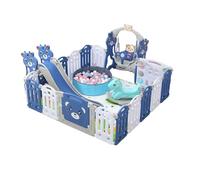 Nine point nine Parque Infantil Bebe, Corralito Bebe Grande Niños con Tapete, Parque de Juegos para Bebes Exterior Interior, Infantiles Centro de Actividades con Espuma Anticolisión (B 18+2)