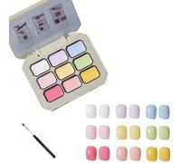 Nine Square Grid Solid Gel Glue Nail Polish,Creamy Colorful Nail Polish Set,Summer Versatile Long Lasting Solid Palette for Women Girls Friend DIY Home