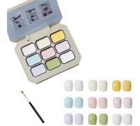 Nine Square Grid Solid Gel Glue Nail Polish,Creamy Colorful Nail Polish Set,Summer Versatile Long Lasting Solid Palette for Women Girls Friend DIY Home