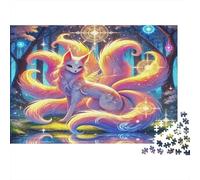 Nine-Tailed Fox 1000 Piece Adult Jigsaws White Kitsune with Golden Tails Educational Games Suitable for Decompression 52x38cm 1000pcs