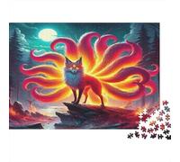 Nine-Tailed Fox 1000Pc Puzzle for Adults Red Kitsune on Rock for The Whole Family Women, Gifts for Men 70x50cm 1000pcs