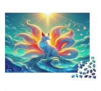 Nine-Tailed Fox Jigsaw for Adults Educational White Kitsune in Light 1000 Piece Games for Home Decor 70x50cm 1000pcs