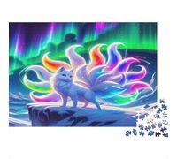 Nine-Tailed Fox Jigsaw for Adults Teens Rainbow Kitsune in Aurora Educational Game for Wall Decoration and Gifts 38x26cm 1000pcs