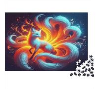 Nine-Tailed Fox Puzzle for Adults Age 14 Up Fiery Kitsune in Flames Fun Present Activity for Home Gift 52x38cm 1000pcs