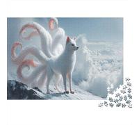 Nine Tailed White Zorro on The Mountain Top Rompecabezas para Adultos || De Diversión Familiar 1000pcs (75x50cm)