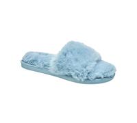 Nine West Pantuflas acogedoras de forro polar para mujer, piel de felpa suave con diseño de punta abierta, Azul, Medium