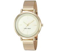 Nine West Reloj analógico para Mujer de Cuarzo japonés con Correa en Acero Inoxidable NW/2146CHGP, Oro