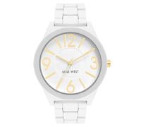 Nine West Reloj de pulsera de goma mate para mujer, NW/1678WTWT
