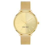 Nine West Reloj analógico para Mujer de Cuarzo japonés con Correa en Acero Inoxidable NW/1980CHGB, Oro