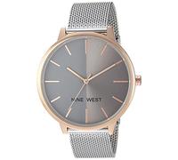 Nine West Reloj de pulsera de malla para mujer, Plateado/dorado