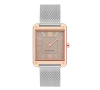 Nine West Reloj de pulsera de malla para mujer, Plateado/oro rosa