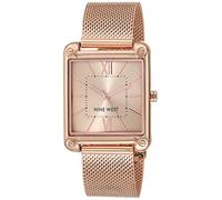 Nine West Reloj de Pulsera de Malla para Mujer, Rosa