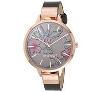 Nine West Reloj de Pulsera para Mujer con Esfera Floral, Gris/Oro Rosa