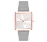 Nine West Reloj con correa para mujer, Gris/oro rosa 2, Japonés