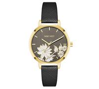 Nine West Reloj de Pulsera para Mujer, Negro/Dorado