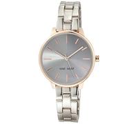 NINE WEST Reloj de Pulsera para Mujer, Plata y Oro Rosa., Pulsera