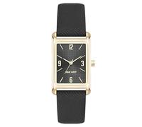 Nine West Reloj Saffiano con correa para mujer, Negro/Dorado, Classic