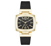 NINE WEST Reloj Saffiano con Correa para Mujer, Negro y Dorado., Correa