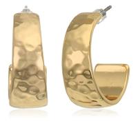 NINE WEST Women's Classics Women's Polished Gold Tone Hoop Earrings