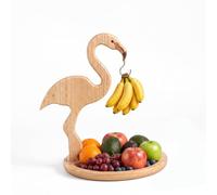 Ninefish Flamingo - Soporte para plátanos con bandeja de frutas, soporte extra alto de 13.3 pulgadas para encimera de cocina, gancho de plátano resistente que mantiene la fruta fresca y libre de