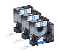 NineLeaf 3 paquete azul compatible en la cinta de marca blanca compatible para dymo 45014 d1 de 12 mm 1/2" LabelPOINT 100 150 200 250 300 350 impresoras blanco