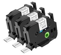 NineLeaf 3 x etiquetas compatibles con Brother Tubo termorretráctil Cinta adhesiva 23,6 mm HSe-251 HSe251 HS251 HS-251 HSE Negro sobre Blanco para P-Touch PT-D600 P700 P710BT PT-E550W