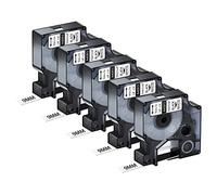 NineLeaf 5 Pack Reemplazo para Dymo D1 40913 S0720680 A40913 9mm x 7m 0.35'' 3/8 pulgadas Cinta de etiqueta negra sobre blanca para LabelManager 160 210D 220P 120P LabelPoint 100 150 200 250