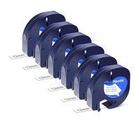 NineLeaf 6X Compatible con Dymo Letratag Plástico 91221/91201 Negro sobre Blanco Recambio Dymo Cinta para Etiquetadora 12 mm x 4 m Dy mo Etiquetadora Cinta para LT-100H LT-100T LT-110T 200B XR XM