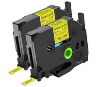 NineLeaf - Cinta adhesiva de 2 rollos para etiquetas Brother HSe-621 HSe621 HS621 HS-621 para P-Touch PT1180 PTD200 PT1090 (8,8 mm x 1,5 m)