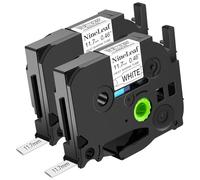 Nineleaf Cinta adhesiva termorretráctil de 12 mm, color negro sobre blanco, compatible con Brother P-Touch HSe-231, HSe231, HS231, HS-231, 11.7 mm, PT-E500, PT-E550W PT-P750WVP (2 unidades)