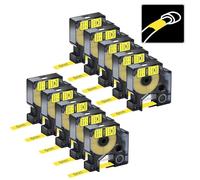 Nineleaf Paquete de 10 tubos termorretráctiles de 6 mm compatibles con DYMO Rhino 18052 1/4 pulgadas negro sobre amarillo, cintas de etiquetas de alambre industrial para Rhino Pro 3000 4200 5000 5200