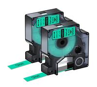 NineLeaf Paquete de 2 cintas de etiquetas compatibles con Dymo D1 45019 S0720590 negro sobre verde 12 mm x 23 pies 7 m para recambios de etiquetadora Dymo LabelManager PnP 160 260P 210D 280 360D 420P