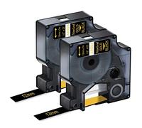 NineLeaf Paquete de 2 cintas de etiquetas doradas sobre negras compatibles con Dymo D1 45024 de 12 mm x 23 pies, 7 m, cintas utilizadas en LabelManager PnP 160 260P 210D 280 360D 420P 450 450D