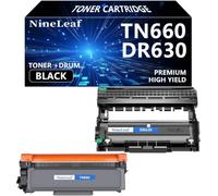 NineLeaf TN660 - Cartucho de tóner DR630 compatible con impresora Brother HL-L2300D L2320D MFC-L2740DW L2740DW L2720DW DCP-L2540DW DCP-L2540DW de alto rendimiento, color negro (1 tóner, 1 tambor)