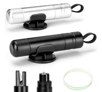 NINEMAX 2 In 1 Cortador Cinturon De Seguridad Martillo Luna Coche con Soporte Fijo,2pcs Romper Cristal Coche y Cinturon con Vidrio De Prueba,Herramienta De Autorrescate