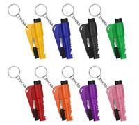 NINEMAX 3 In 1 Llavero Rompe Cristales y Cinturones,8pcs Martillo Rompe Cristales con Silbatos Cortador Cinturon De Seguridad，Herramienta De Auto Rescate