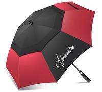 NINEMAX Paraguas Grande Antiviento, Paraguas Golf Grandes XXL, Umbrella Extra Grande Resistente Al Viento Fuerte para Mujer Hombre (Negro/Rojo Grande)