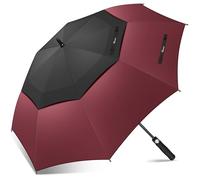 NINEMAX Paraguas Grande Antiviento, Paraguas Golf Grandes XXL, Umbrella Extra Grande Resistente Al Viento Fuerte para Hombre Mujer(Negro/Burdeos)