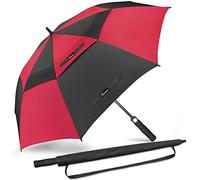 NINEMAX Paraguas Grande Antiviento, Paraguas Golf Grandes XXL, Umbrella Extra Grande Resistente Al Viento Fuerte para Mujer Hombre(Negro/Rojo 2)