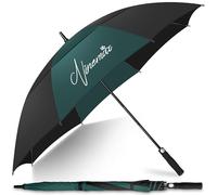 NINEMAX Paraguas Grande Antiviento, XXL Paraguas Golf Grandes, Umbrella Extra Grande Resistente Al Viento Fuerte para Hombre Mujer(Verde Oscuro/Negro)