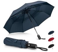 NINEMAX Paraguas Plegable Automatico, Pequeño Paraguas Antiviento Portátil para Hombre Mujer(Azul)