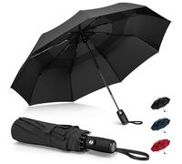 NINEMAX Paraguas Plegable Automatico, Pequeño Paraguas Antiviento Portátil para Hombre Mujer(Negro)