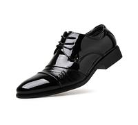 Ninepointninetynine Zapatos de Vestir Oxford for Hombres con Cordones y Punta Redonda, Zapatos Derby de Cuero Vegano, tacón de Bloque Antideslizante, Suela de Goma Antideslizante for Boda(37 EU)