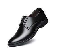 Ninepointninetynine Zapatos de vestir Oxford para hombre, con cordones, puntera redonda, piel sintética, suela de goma, antideslizante, para boda, Black, 42 1/3 EU