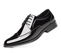 Ninepointninetynine Zapatos formales for hombres con cordones Punta puntiaguda Brogue Punta de ala en relieve Zapatos Derby de charol Antideslizante Suela de goma antideslizante Parte superior baja(Co