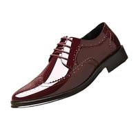 Ninepointninetynine Zapatos formales for hombres con cordones Punta puntiaguda Brogue Punta de ala en relieve Zapatos Derby de charol Antideslizante Suela de goma antideslizante Parte superior baja(Co