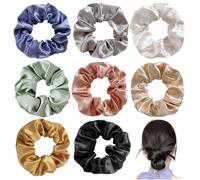 NINESPRING 8 Pcs Coleteros de Satén, Scrunchies Seda Coleteros Pelo Mujer,Gomas Elástica para Cabello Niña,Coleteros Pelo Mujer Seda,Lazos Elásticos Suaves en Colores