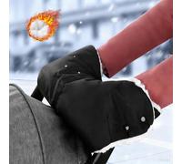 NINESPRING Guantes de Cochecito,Manoplas Carro Bebé Universal,Guantes de Silla para Paseo Impermeable y Cortaviento - Con Forro Polar Caliente,Negro Guantes Carrito Bebé para Invierno,Engrosado